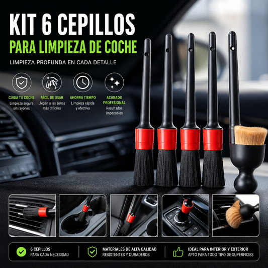 Kit de 6 cepillos de detailing para coche