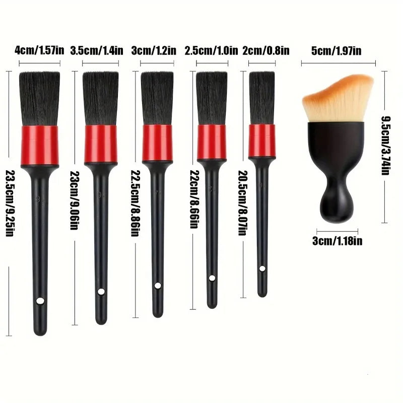 Kit de 6 cepillos de detailing para coche
